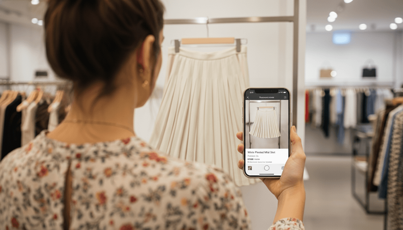 Boutique owner photographing a product with SyncMerch on their phone